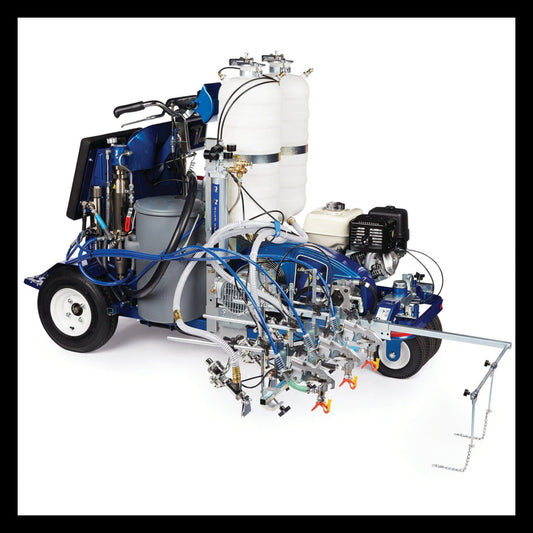 Graco LineLazer V 250DC HP Reflective Series Self-Propelled Gas Hydraulic Airless Line Striper, 3 Auto Guns, 2 Tanks