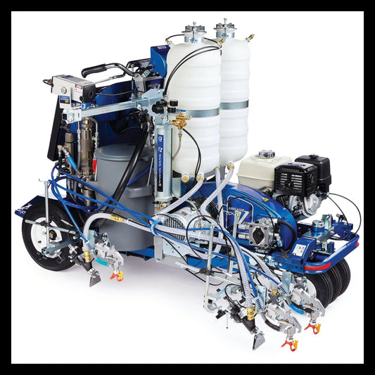 Graco LineLazer V 250DC HP Reflective Series 3300 PSI @ 2.5 GPM Self-Propelled Gas Hydraulic Airless Line Striper w/ 3 Auto Guns, 2 Tanks & LazerGuide 3000